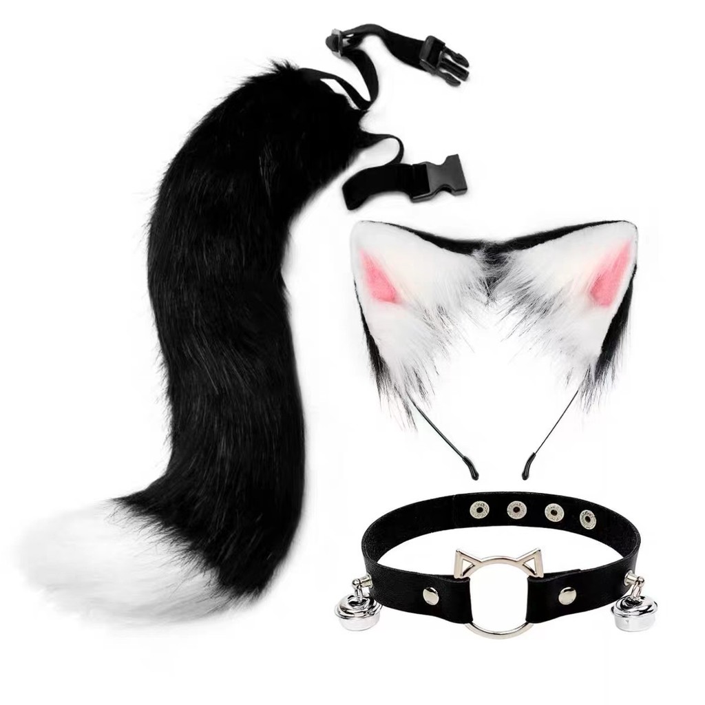 Halloween Tail COS Toy Cat Ear and Tail Set Fox Japanese Cosplay ...