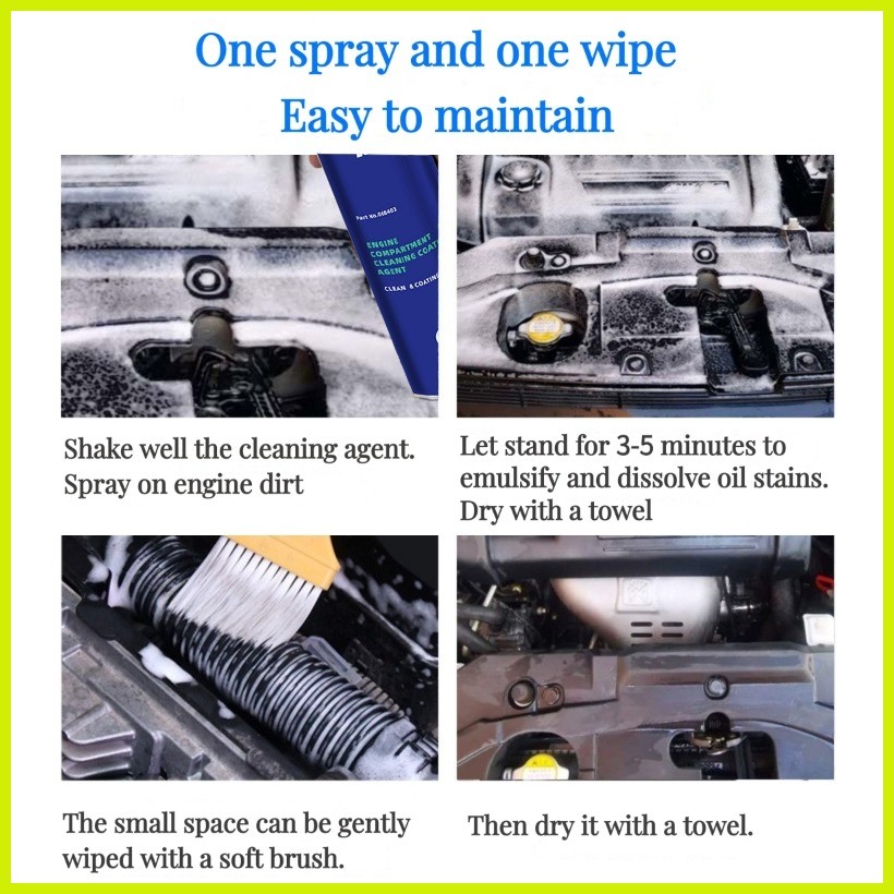 ⭐ Car Engine Cleaner Spray 650ML Quick Degreaser Interior Cleaner Quick ...