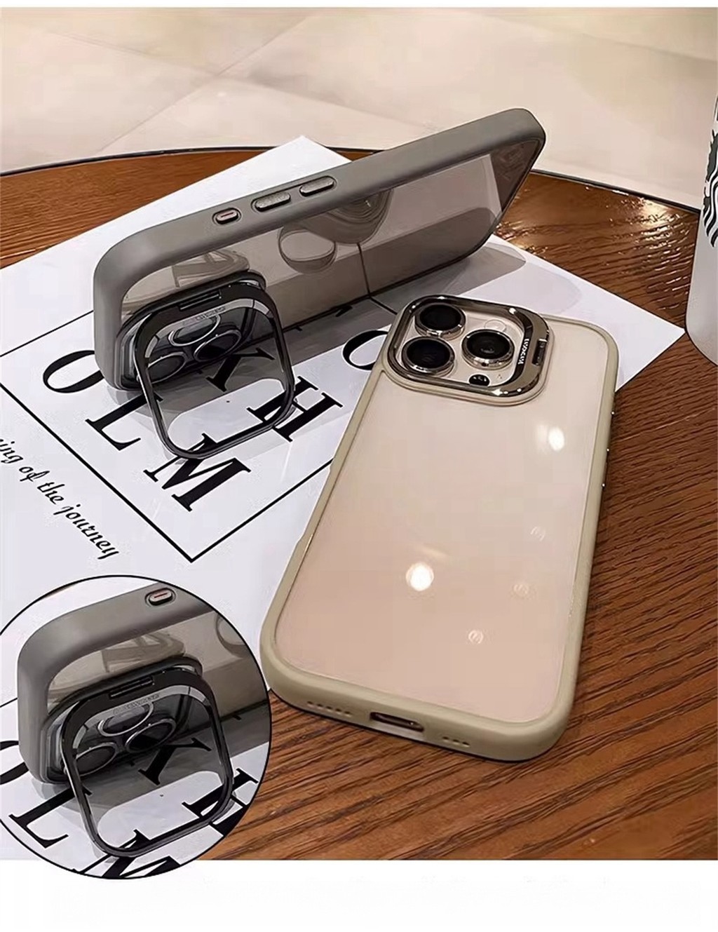 Invisible Flip Lens Bracket Phone Case for IPhone 16 Pro Max 11 12 13