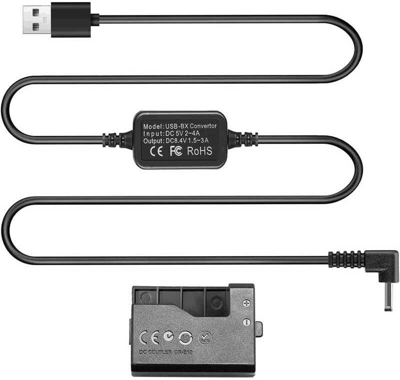 Battery LPE10 Dummy USB Cord ACKE10 Power Supply DRE10 DC Coupler Kit for Canon EOS Rebel T7