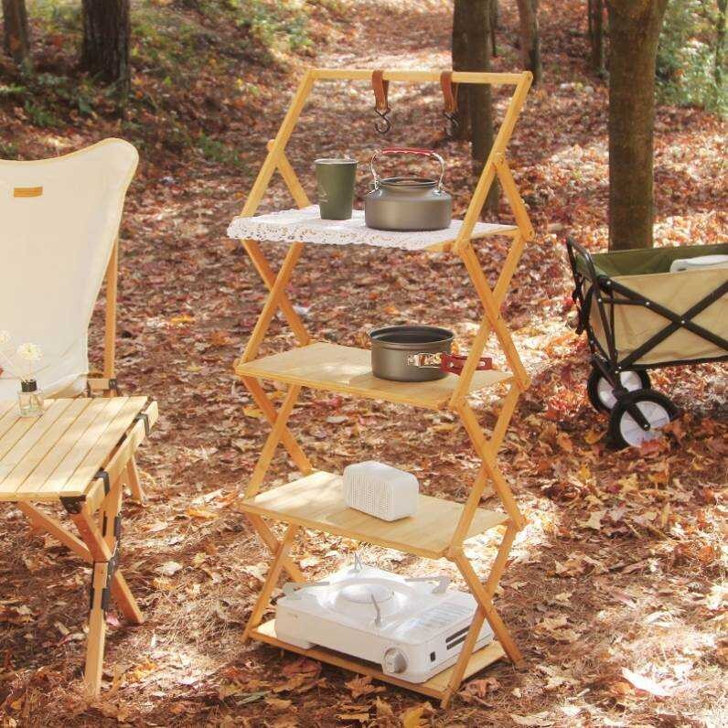 Lubos ng folding table camping multi-layer storage rack portable ...