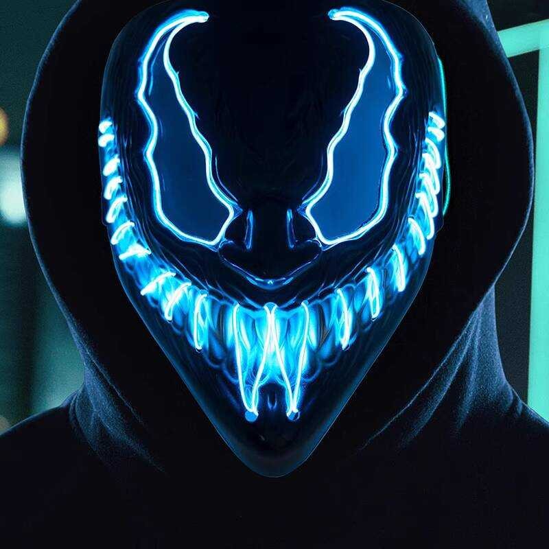 Halloween Horror Venom LED Glowing Mask Prom Party Scary Dress Up Mask ...