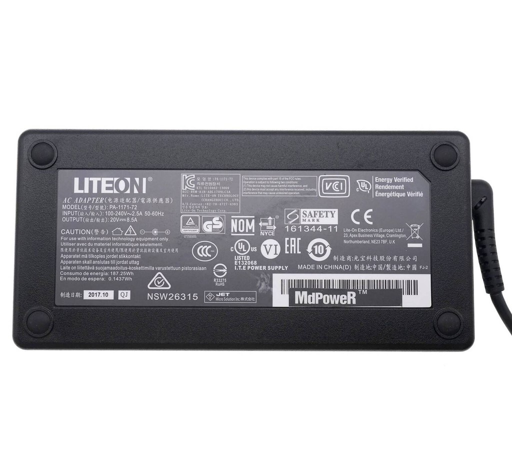 Genuine Slim LITEON 20V 8.5A 170W PA-1171-72 NSW26315 AC Adapter