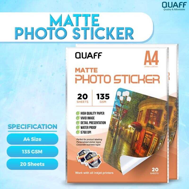 QUAFF Matte Photo Sticker A4 135Gsm 20Sheets | Shopee Philippines