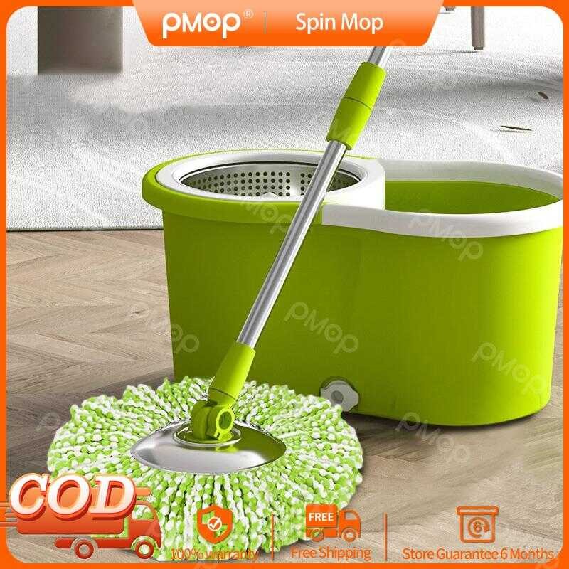 PMOP Mop With Spinner And Steel Bucket 360 Easy Rotating Map Floor ...