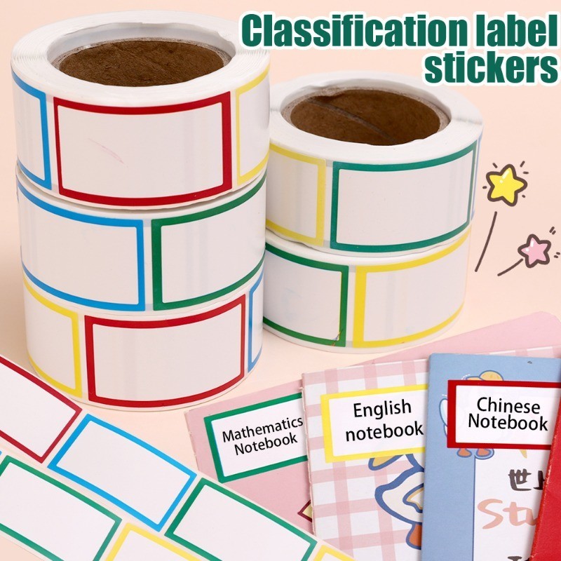 250Pcs/Roll Colorful Label Stickers - Rectangle Blank Sticker ...
