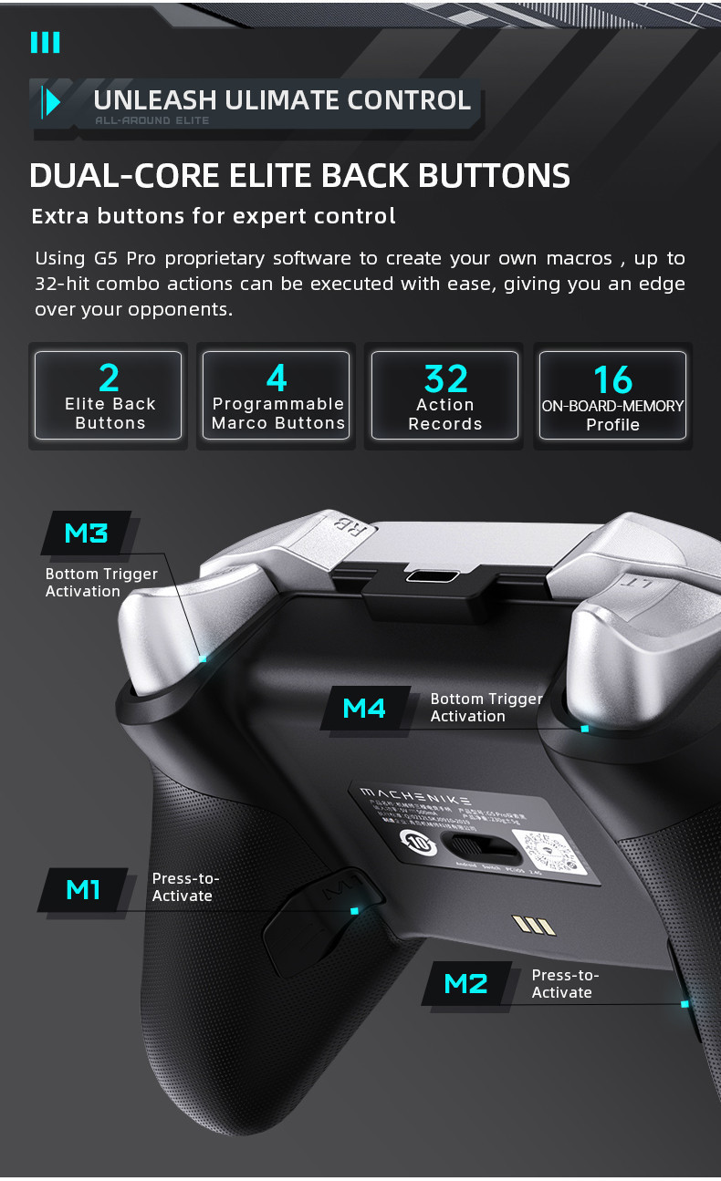 Machenike G5 Pro Gamepad Wireless Gaming Controller Elite Hall Trigger ...