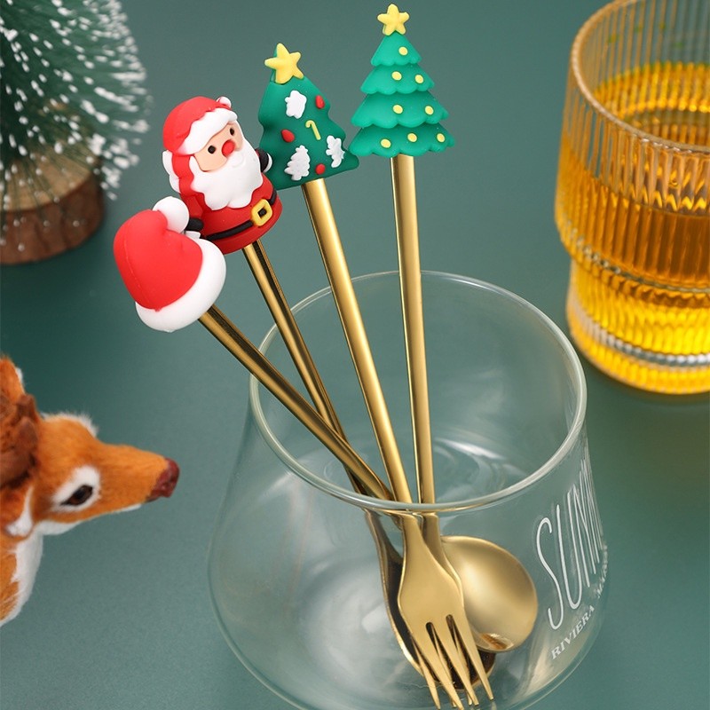 Long-handle Coffee Stirring Spoon Christmas Theme Party Tableware Set ...