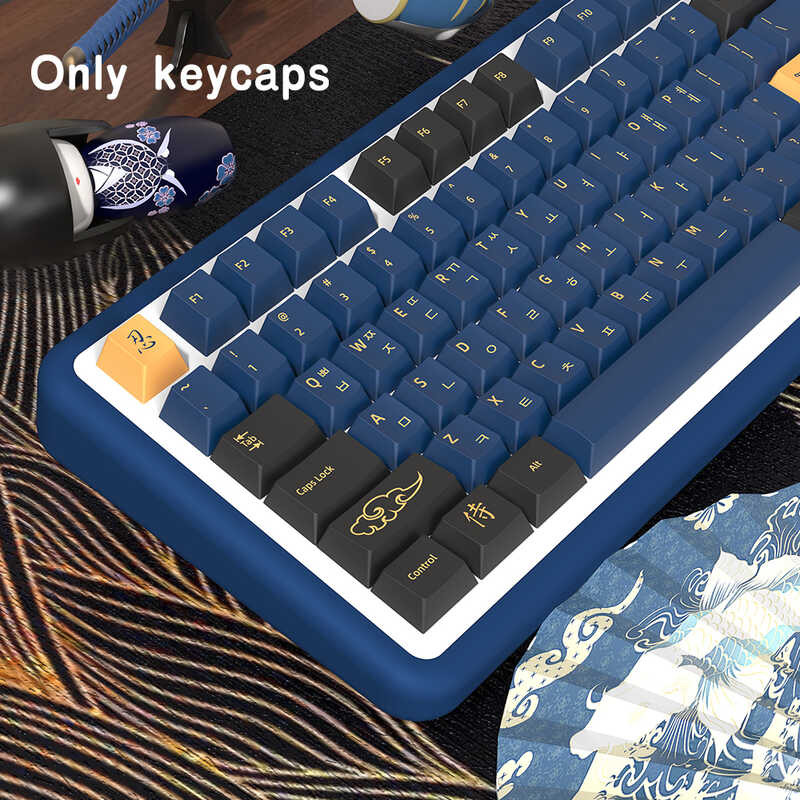 ZXH Blue Samurai Keycaps Japanese/Korean/Russian/German/Spanish/French ...