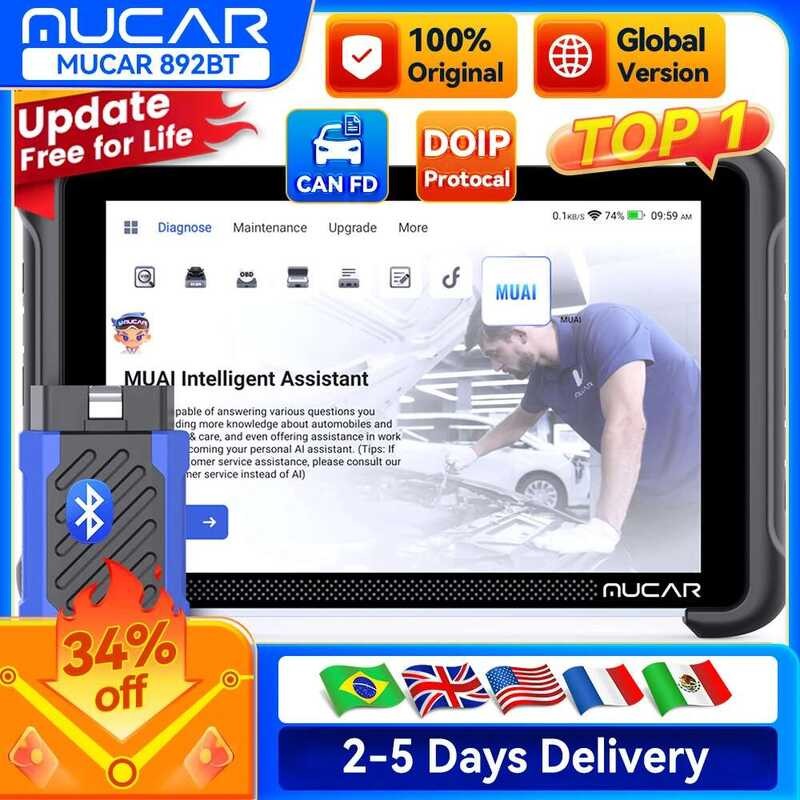 A A Global Version MUCAR 892Bt Obd2 Diagnostic Tool Obd2 Scanner All ...