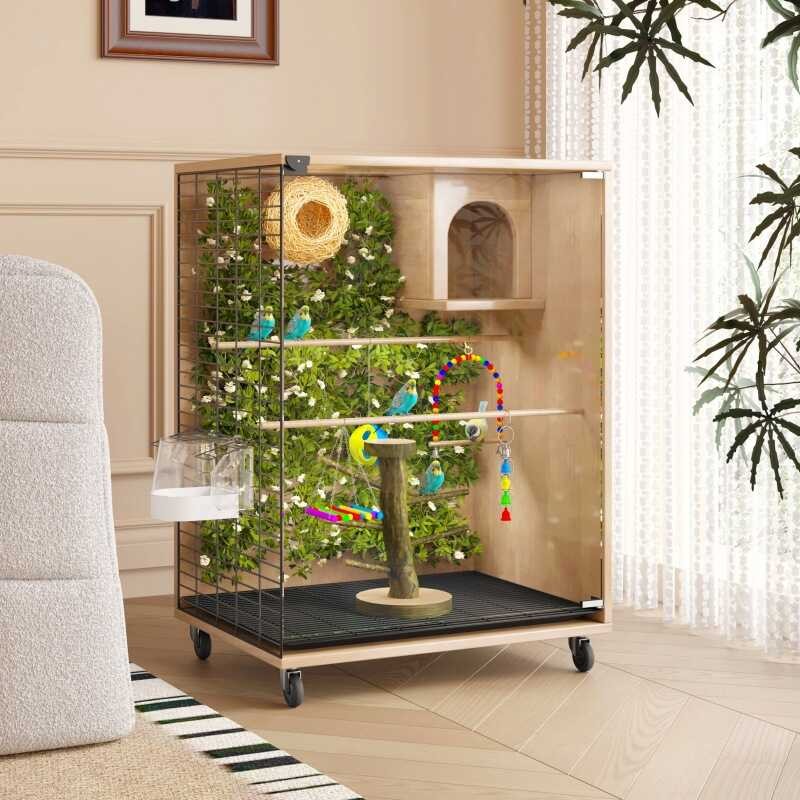 Parrot Bird Cage Large Bird Villa Solid Wood Large Bird Nest Large ...
