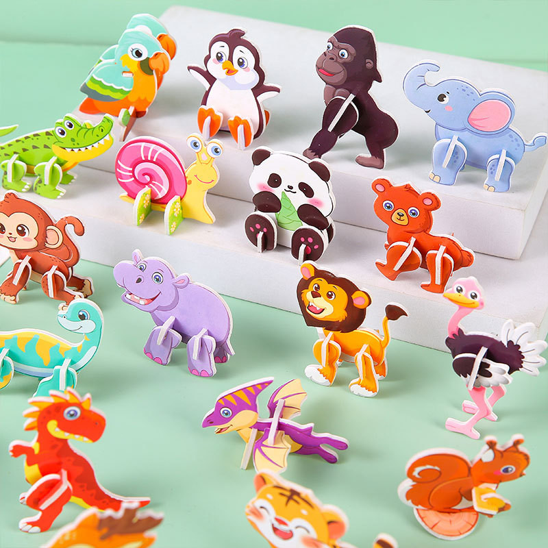 30pcs Animal 3D Puzzle Kids 3D Paper Puzzles Cartoon Animal Fun ...