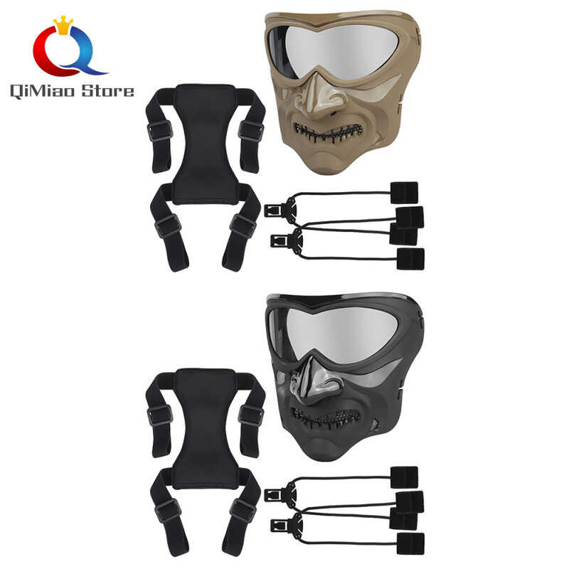 Tactical Full Face Mask With Goggles - Impact Resistant For Airsoft, Paintball, Motorcycle, Cycling & Outdoor Sports