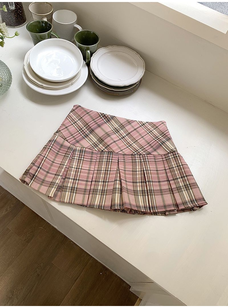 DAMENER Plaid Pleated Skirt Mini Palda For Women Party Skort With ...