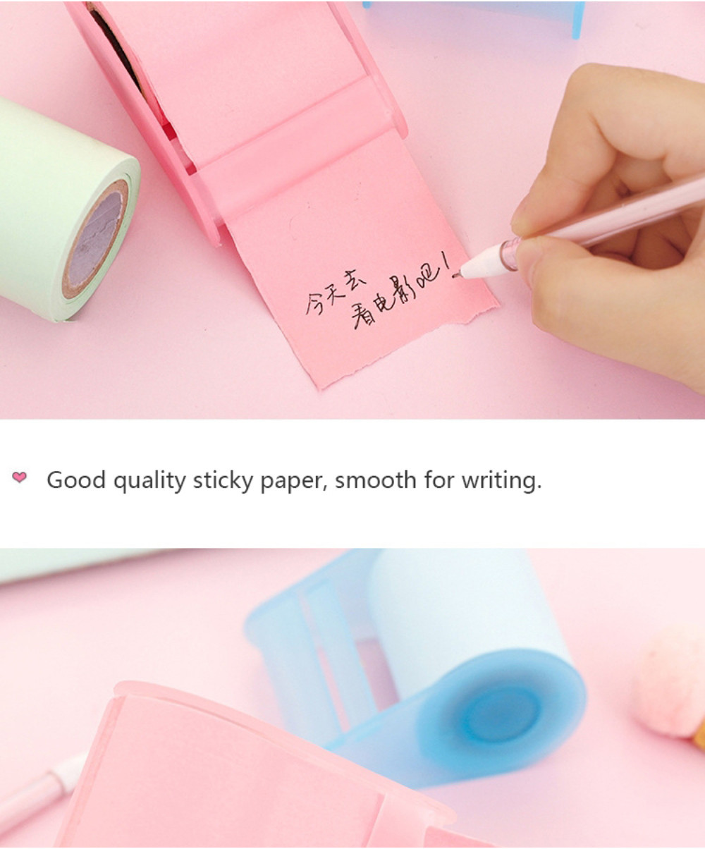 Kawaii Roller Memo Pad Sticky Note Set Refillable Adhesive Paper 8m ...