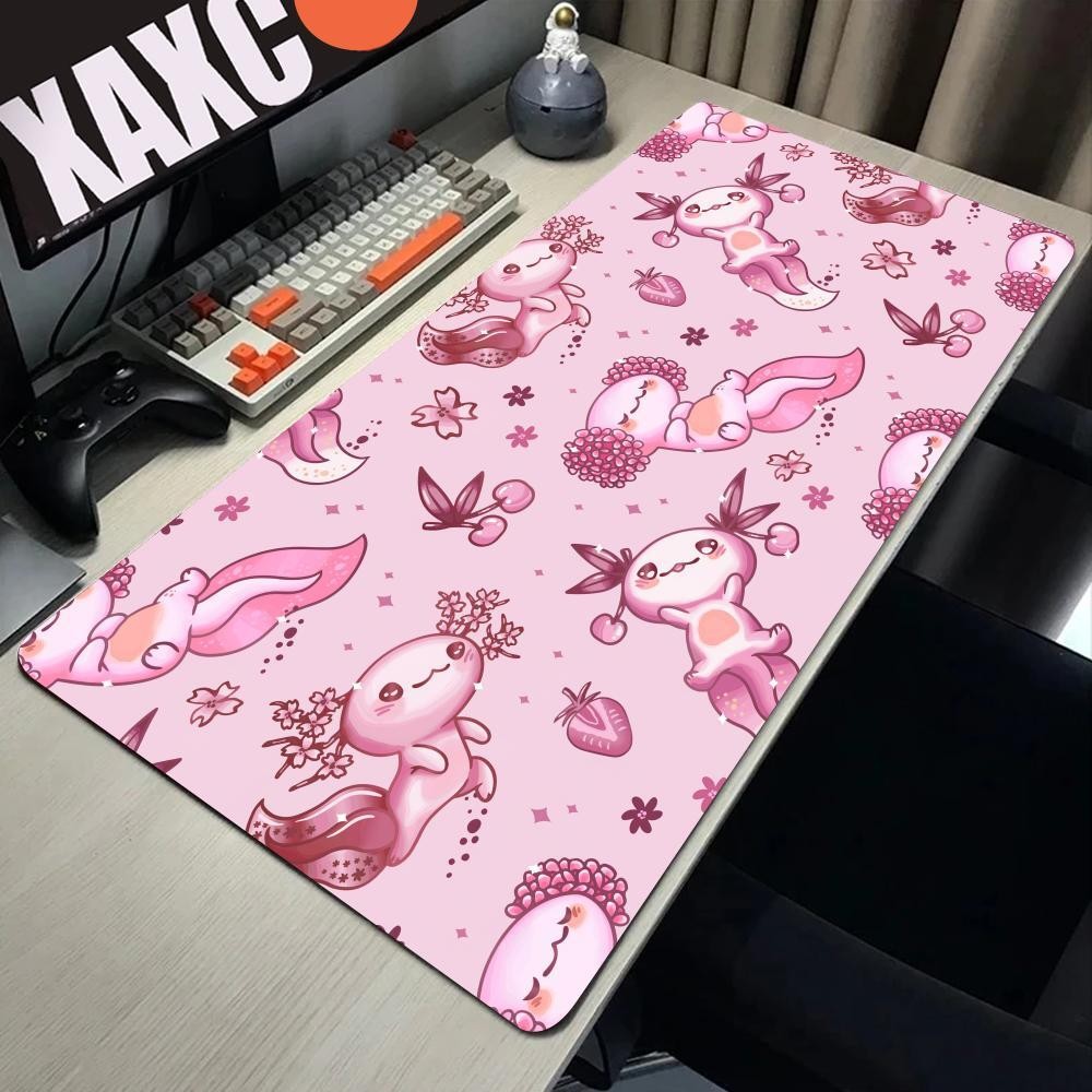Cute Axolotl Design Aesthetic Large Gaming Mouse Pad Office Desk Mat ...