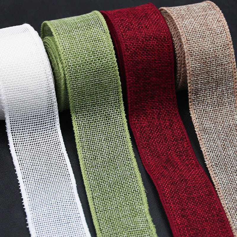 5m/Pack 40mm Colorful Linen Ribbon Wire Edge Ribbon Making Flower Bow ...