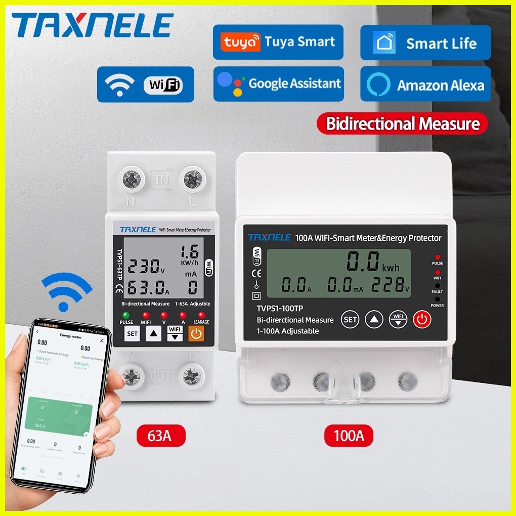 ♈ ☂ TUYA WiFi Smart Energy Power kWh Bidirectional Meter Circuit Earth