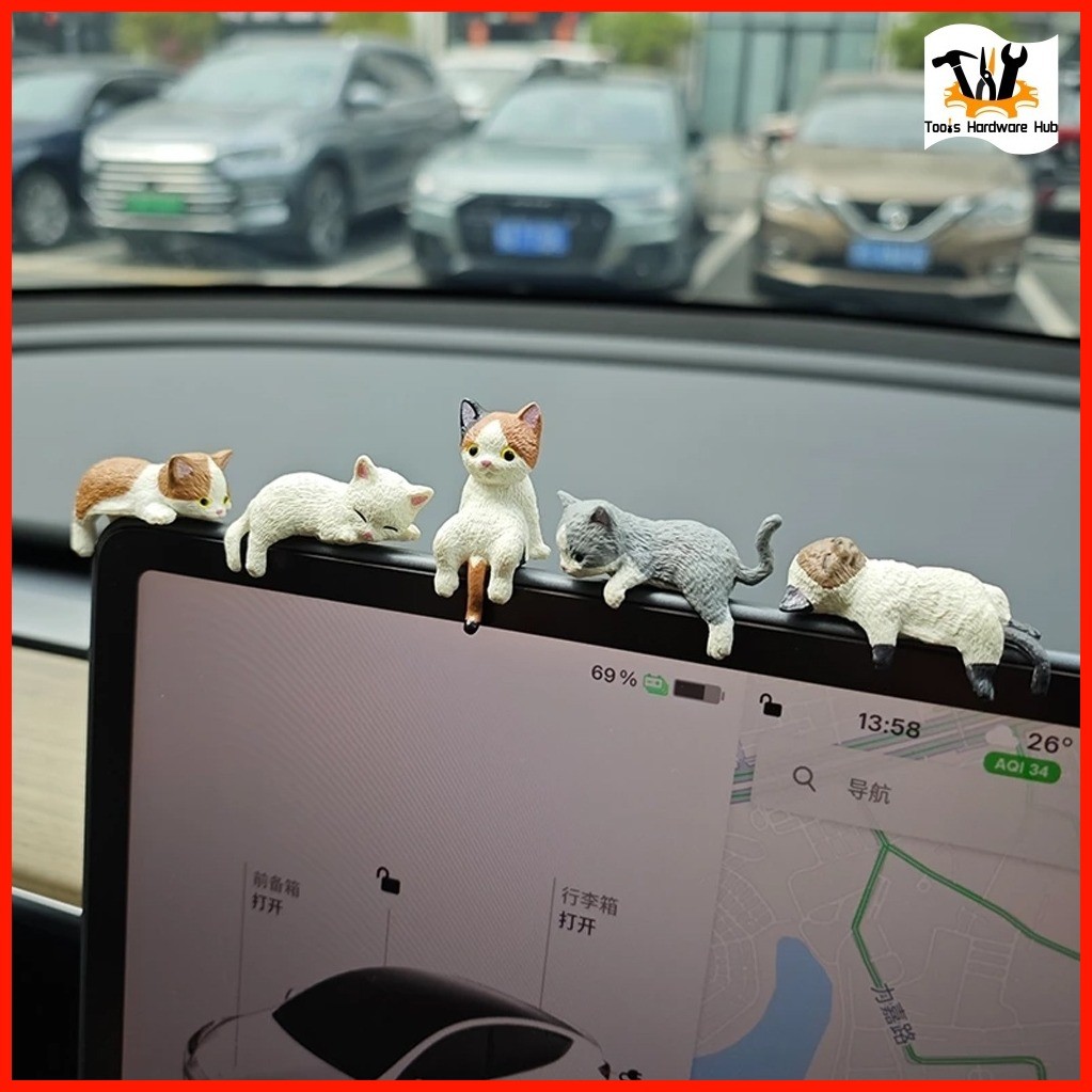 ∥ ① 1PC/5PCS Cute Cat Car Screen Small Decoration Car Central Control ...