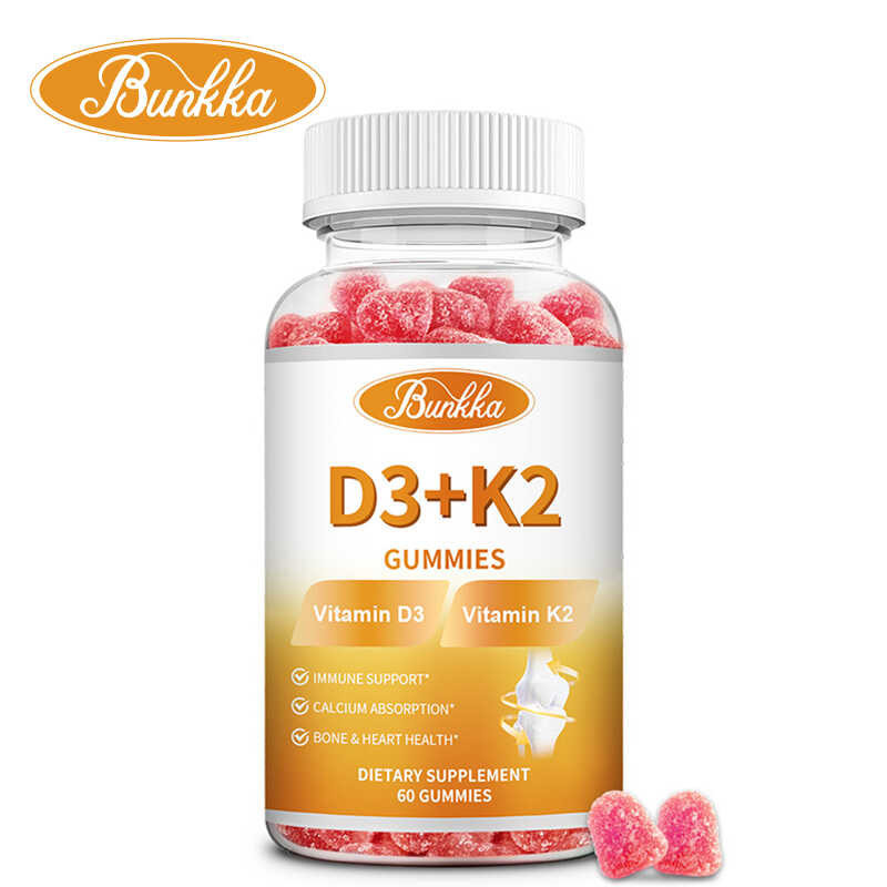 BUNKKA K2 Vitamin D3 Gummies 5000 IU+K2 7 45 mcg para sa Bones Teeth