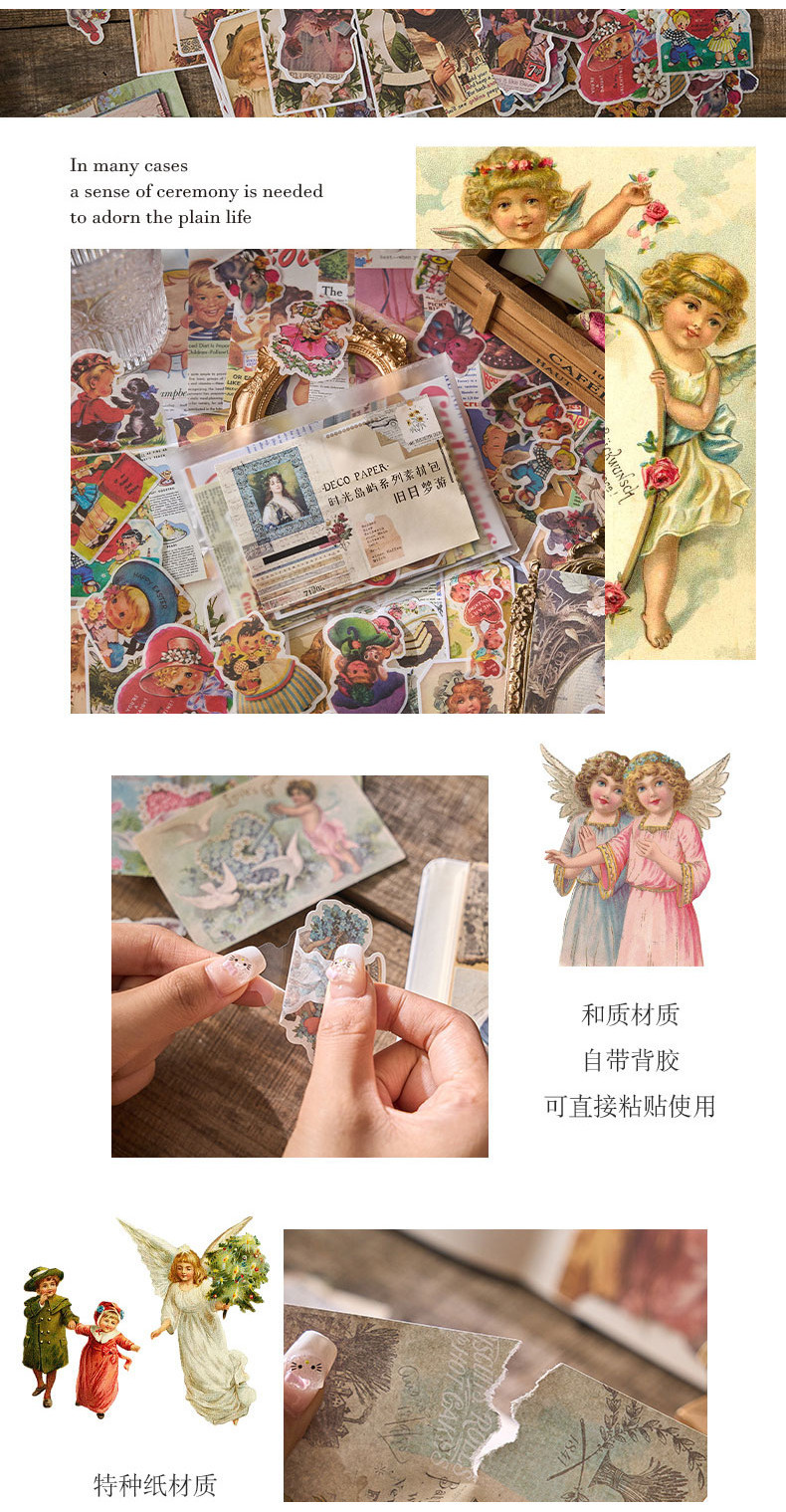 Journamm 100 Pcs Vintage Scrapbook Paper washi Paper Sticker Collage ...