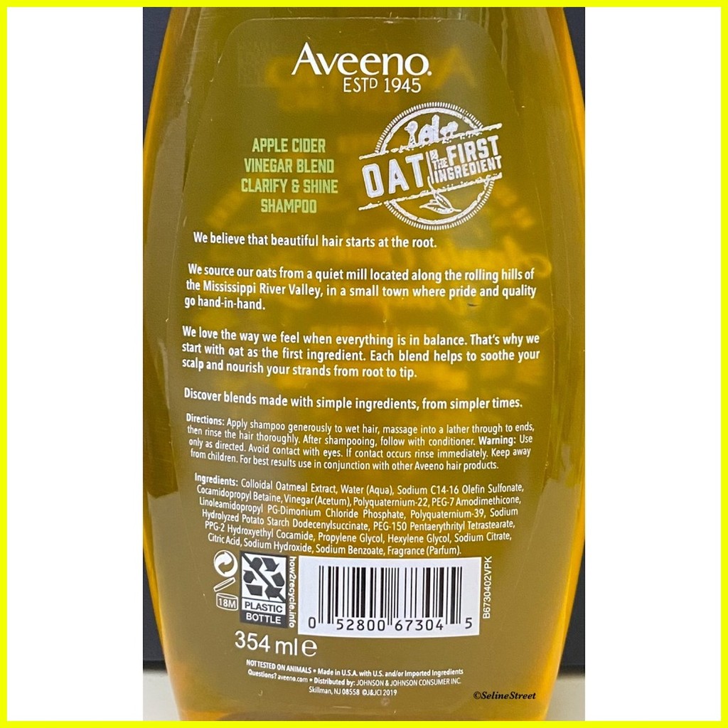 Aveeno Apple Cider Vinegar Blend Shampoo (354ml /532ml) Shopee