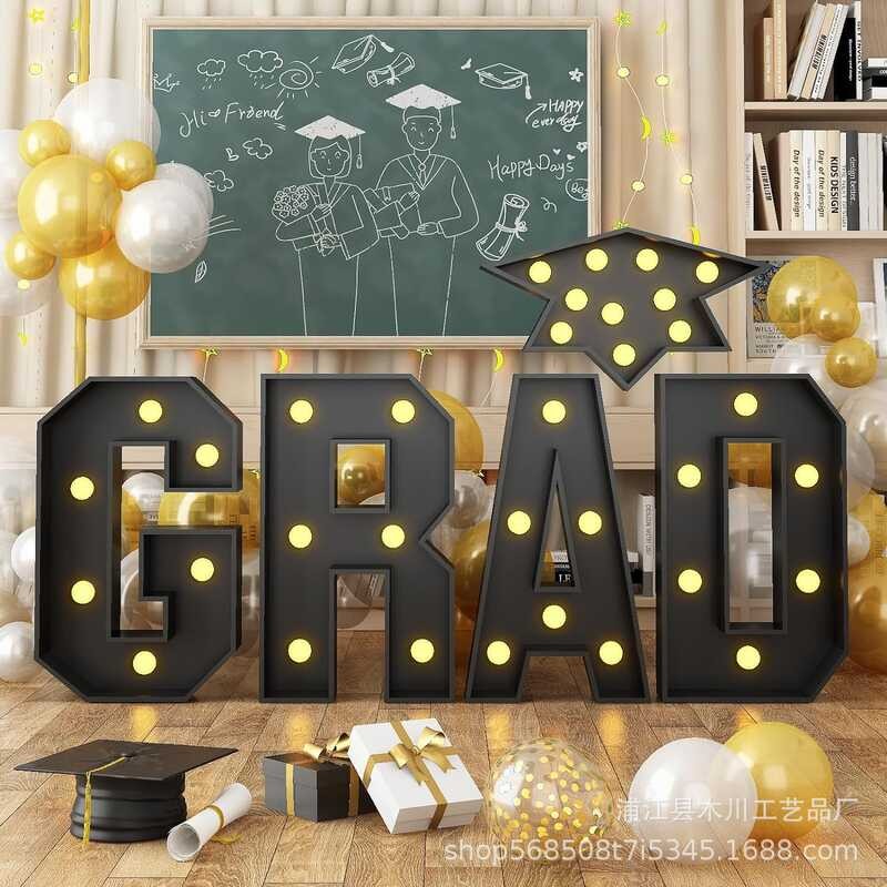 Tt New LED Light-Up Letters GRAD Graduation Season Numbers Board Scene ...