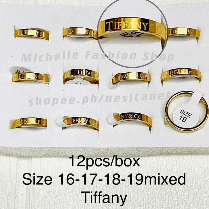 12pcs/box 18K Gold Plate Brand Ring Stainless steel Gold Ring with ...