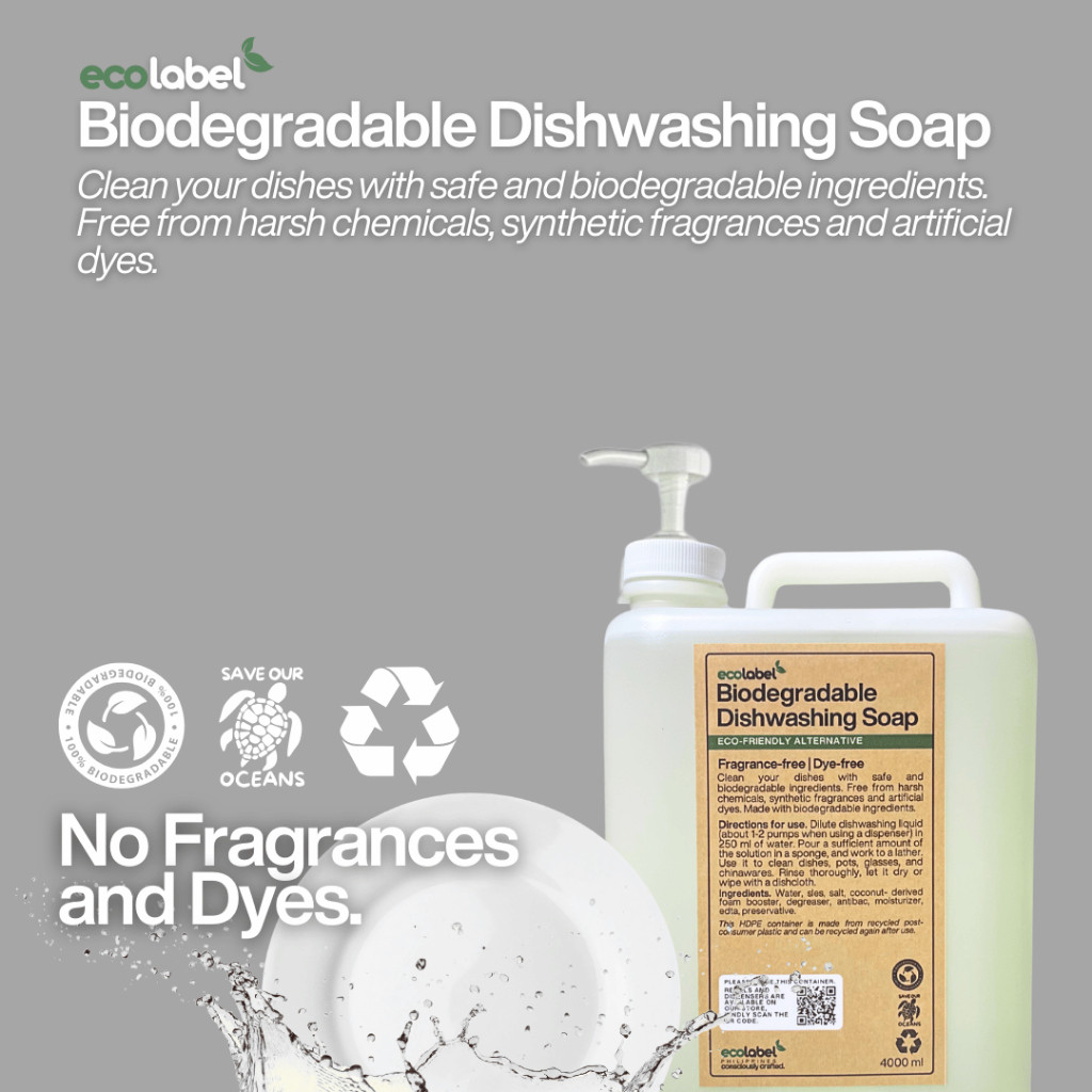Eco-friendly Dishwashing Liquid Unscented Fragrance-free with PUMP 100% ...