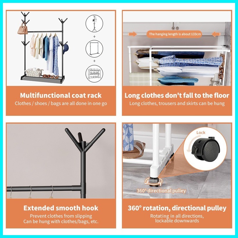 Hanging clothes rack clothes rack drying clothes rack mobile simple ...