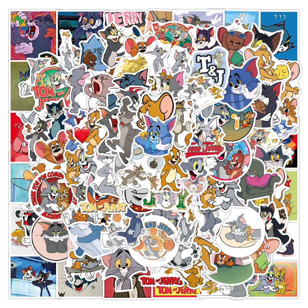 100-Piece Tom and Jerry Stickers - Fun Cartoon Designs, Ideal for Kids ...