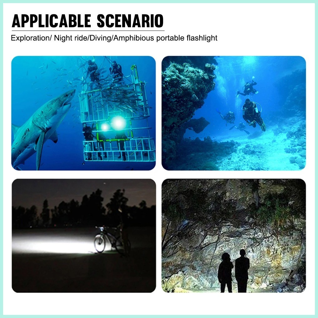 Professional Diving Flashlight Diving Torch Light Waterproof Xhp70 Led ...