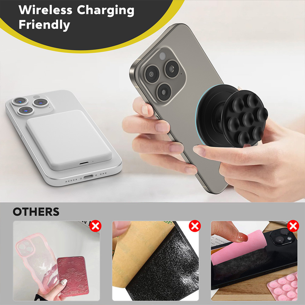 For Magsafe Suction Cup Wall Mount Stand Magnetic Silicone Gym Phone ...