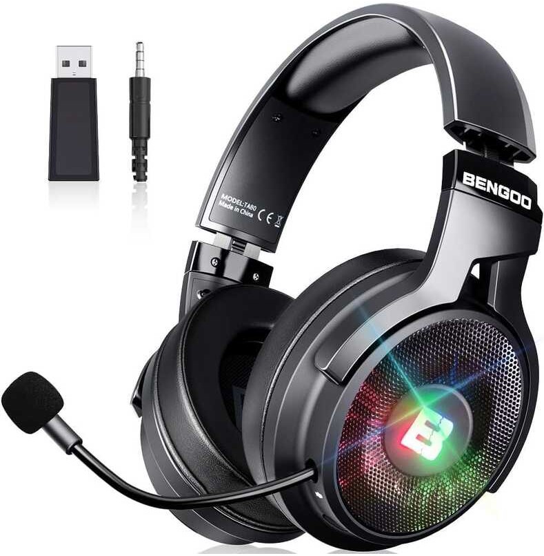 Gaming BENGOO Wireless Headset PS5 PS4 PC , USB Over Ear Headphones