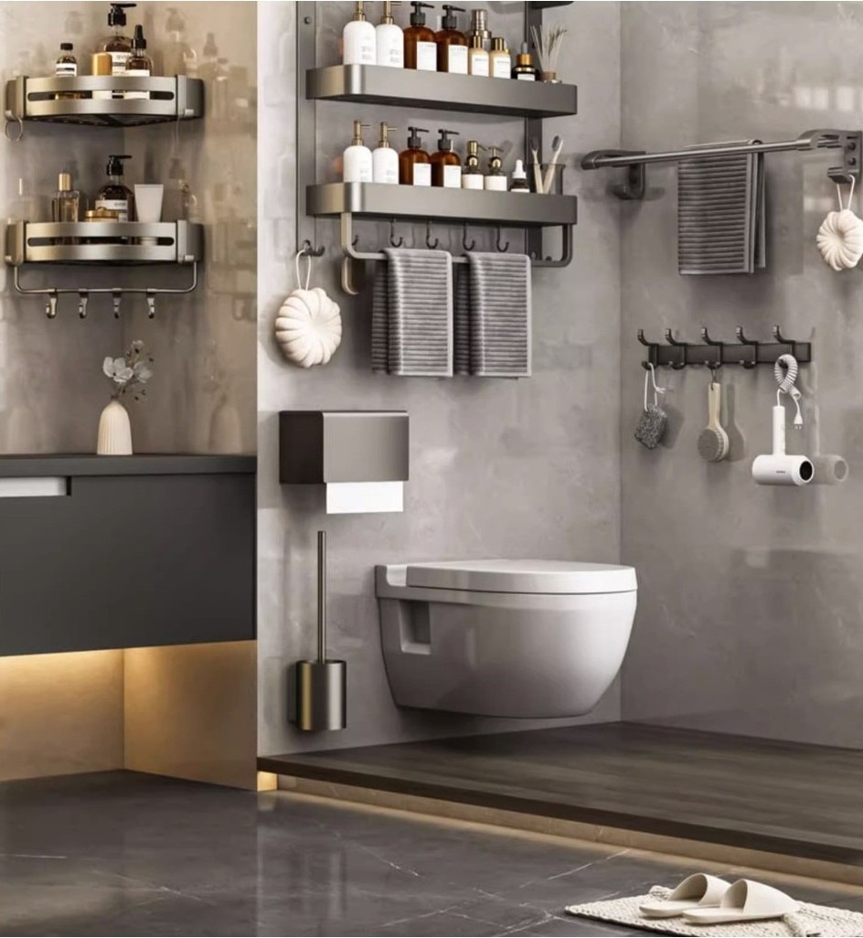 Bathroom rack,Wall-mounted bathroom shelf, 47CM wide, multifunctional ...
