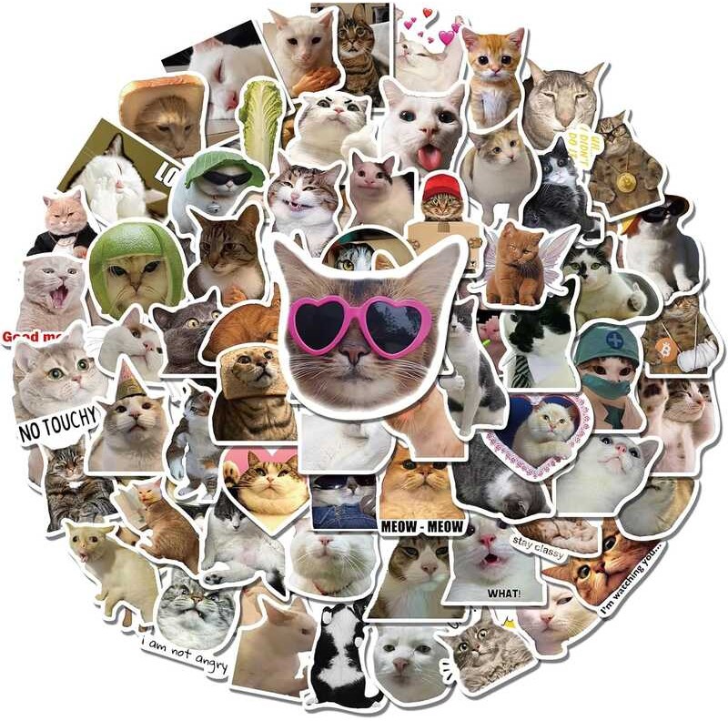 100 cute cat meme stickers, fun little cat stickers for diaries ...