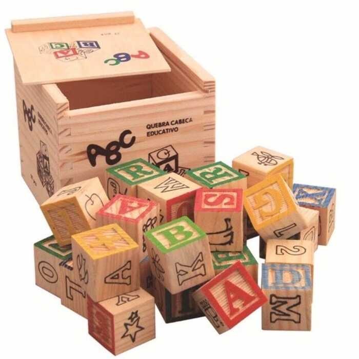 27Pcs ABC Wooden Block Alphabet Stacking Blocks Building Educational ...
