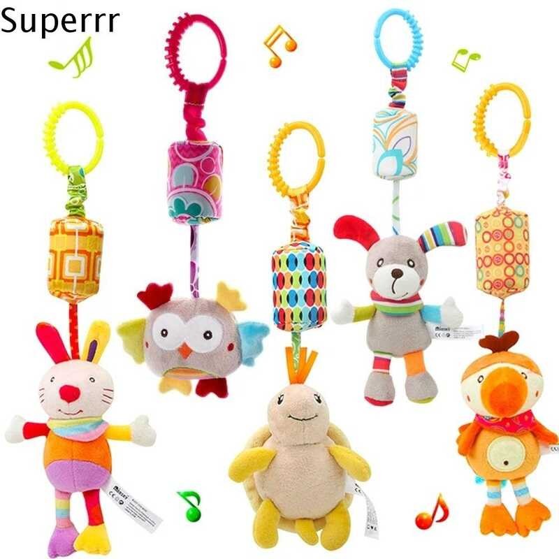 SUPERRR PP Cotton Sensory Rattles Stuffed Bell Infant Car Seat Toy ...