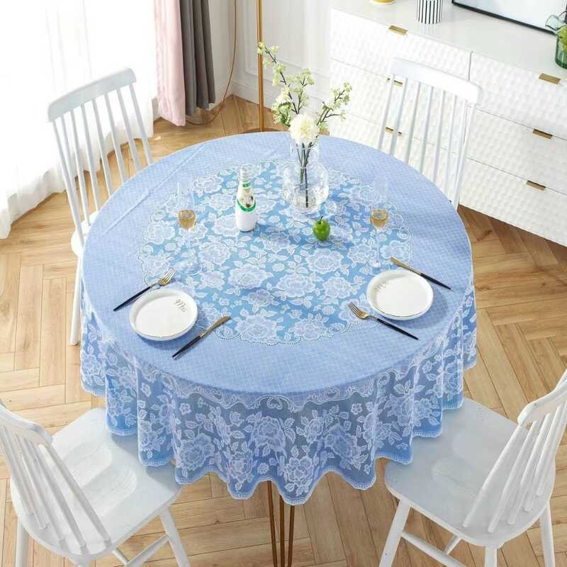 4/6/8/10 Seater Round Tablecloth Pvc Rectangle Blue Cloth Waterproof ...