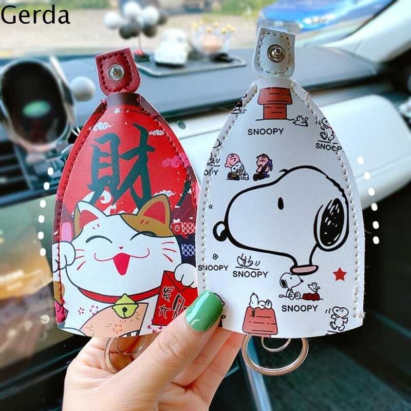 D34 GERDA Cute Design Pull Out Key Case Portable Rope Mechanism PU ...