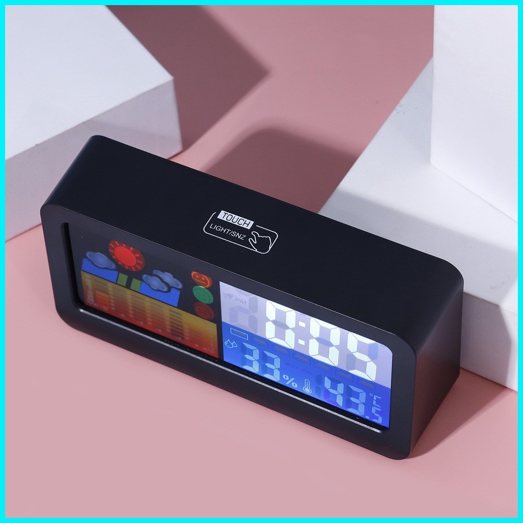 Creative Large Screen Weather Station Clock Temperature and Humidity ...