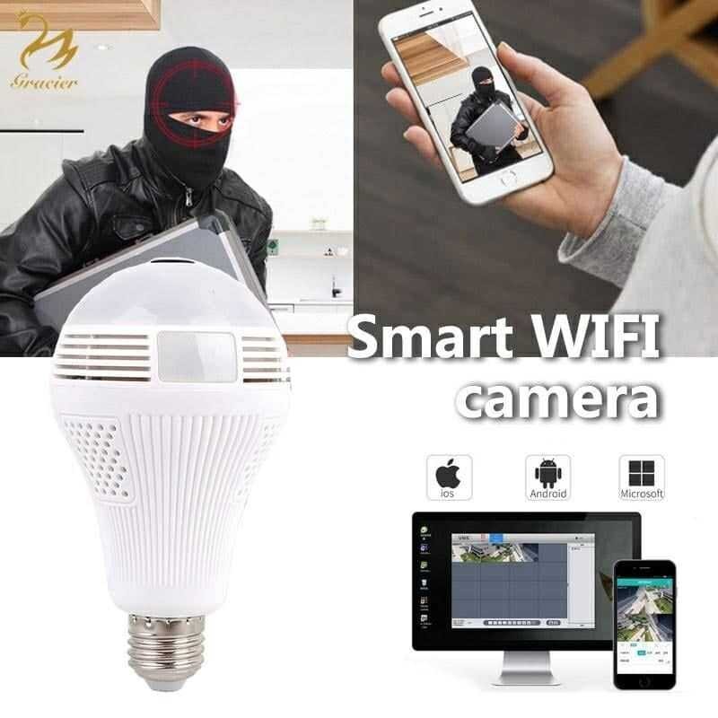Panoramic 360° Led Bulb Hidden CCTV Wifi Panorama Dual Light Source ...