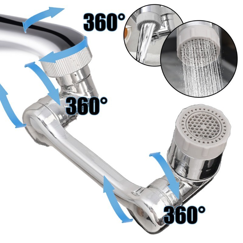 1080° Swivel Robotic Arm Extension Faucet Dual Mode Sprayer Head
