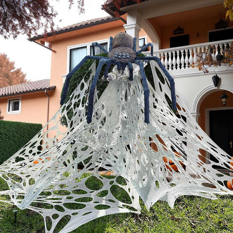Outdoor 2/4Meters Giant Stretchy Netting Spider Webbing Ripped Cobweb ...