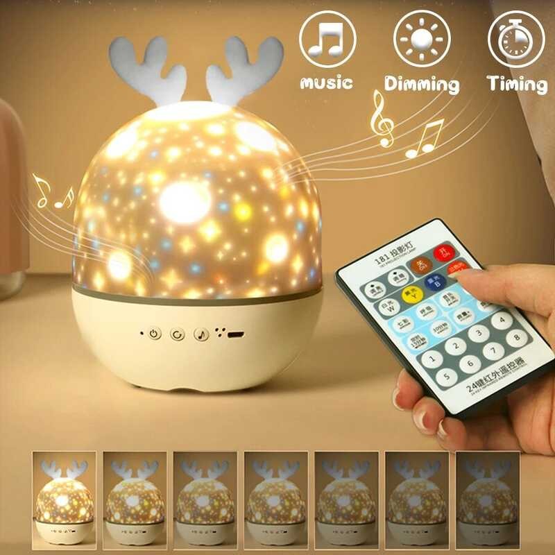 Nightlights A Bedroom Starry Sky Projector Bluetooth Speaker Deer USB