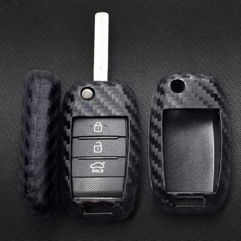 Fiber Auto Carbon Shell Cover Car Styg Accessories Key Case For Kia KX5