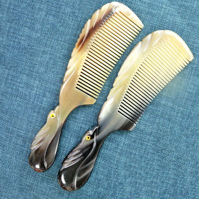 Natural Fine Tooth Anti Static Care Hair Massage Ginawa Ng Ox Horn Comb