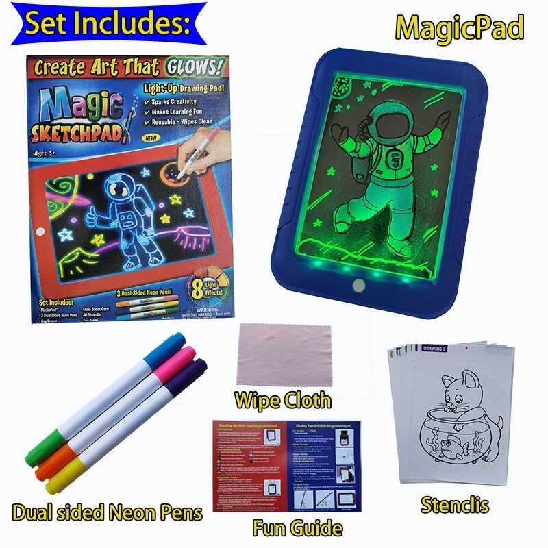 toys] [New children's LED Writing Magic Pad Glowing Drawing Board ...