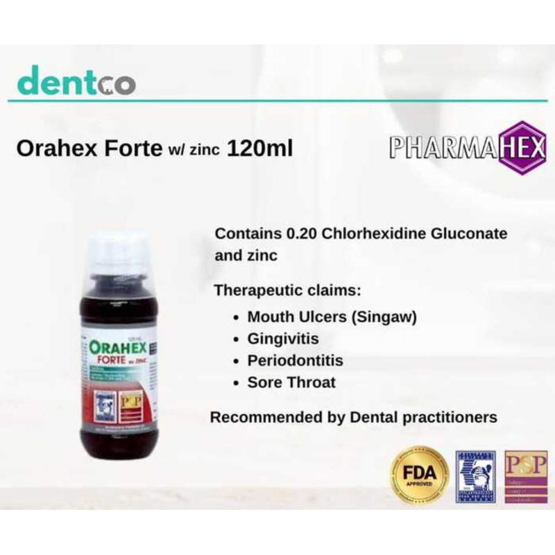 Asz-074 Orahex Forte W/ Zinc 120 Ml Oral Rinse Mouthwash Chlorhexidine ...