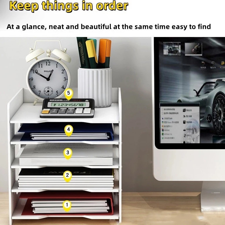 5 Layer Desk Storage Bookshelf Desktop File Holder Folder Book Office ...